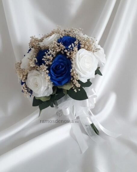 Rosas blancas y azul rey 1010