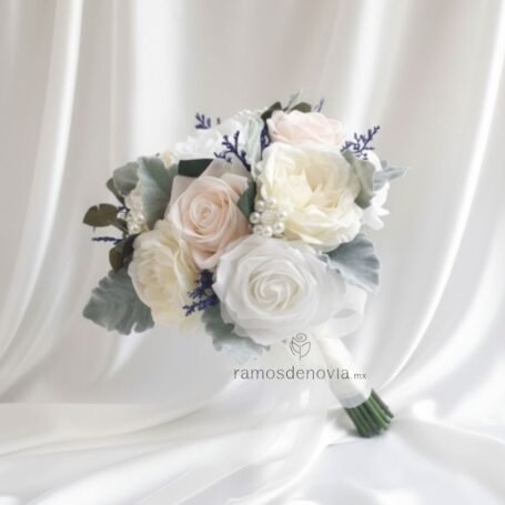 Rosas ivory, rosa claro y blancas con perlas 1014
