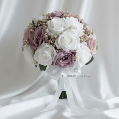 Rosas blancas y lila 1020
