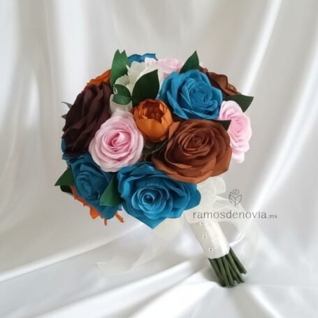 Rosas multicolor azul, café, rosa y naranja 1027