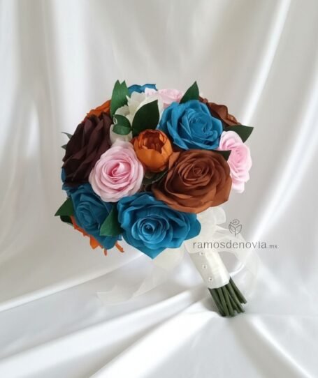Rosas multicolor azul, café, rosa y naranja 1027