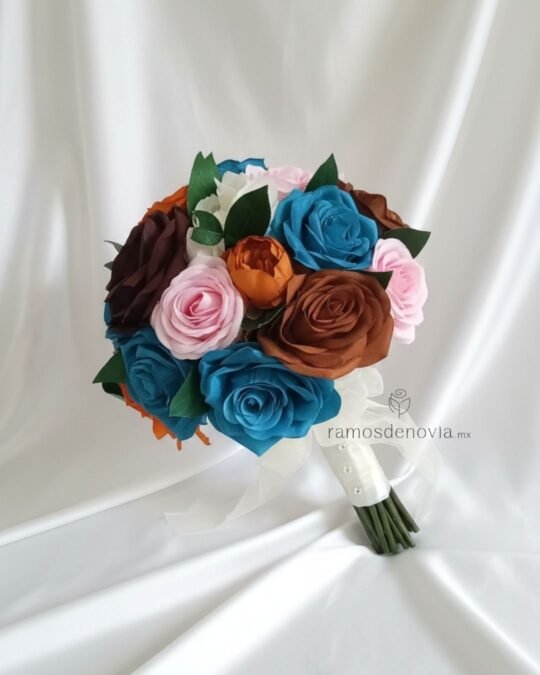 Rosas multicolor azul, café, rosa y naranja 1027