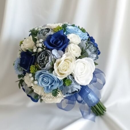 Rosas blancas, azul rey y gris 1031