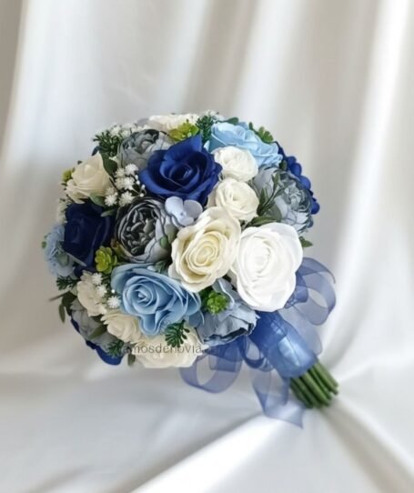 Rosas blancas, azul rey y gris 1031