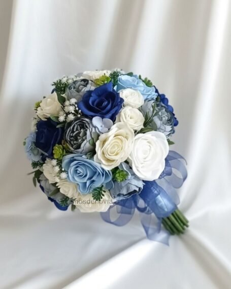 Rosas blancas, azul rey y gris 1031