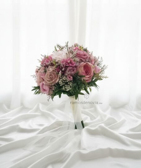 Rosas y peonías rosa e ivory 1042