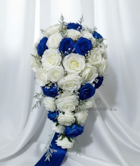Rosas blancas y azul rey 1071