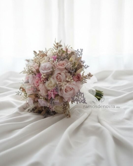 Bouquet romántico de rosas rosa pálido 1088