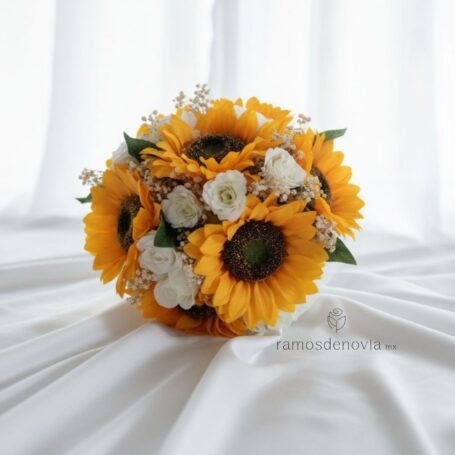 Girasoles y rosas blancas 1009