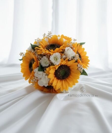 Girasoles y rosas blancas 1009
