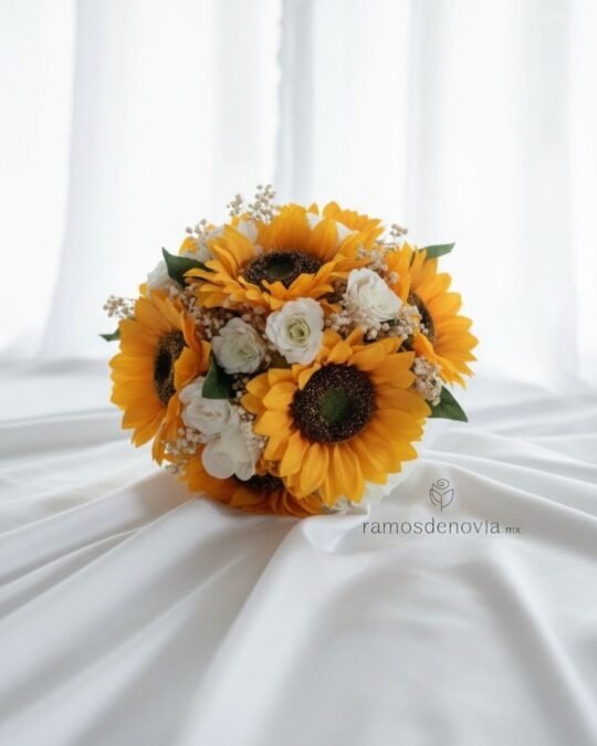 Girasoles y rosas blancas 1009