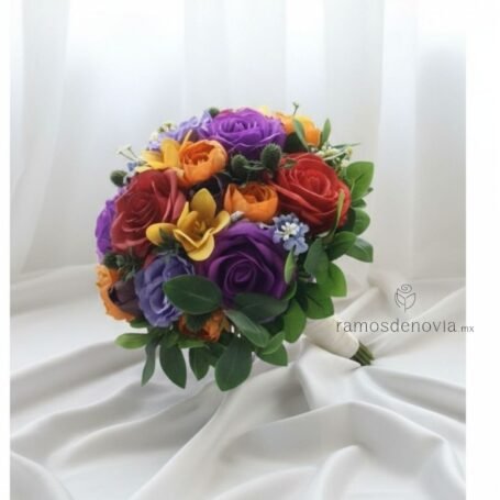 Bouquet vibrante de rosas y lilys 1092