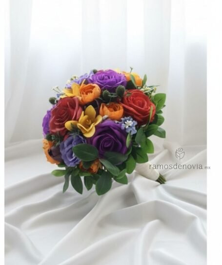 Bouquet vibrante de rosas y lilys 1092