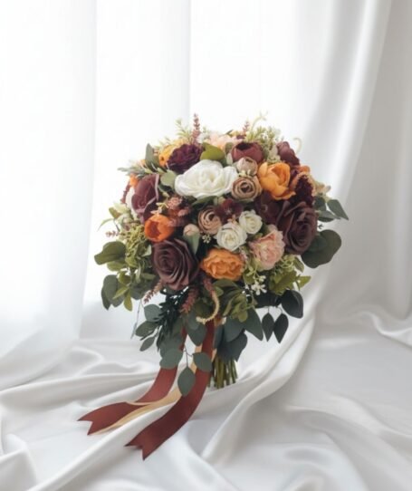 Bouquet otoñal de rosas en tonos tierra 1099