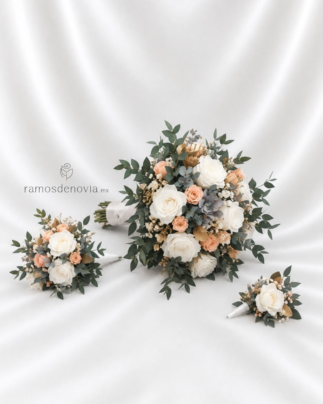 Bouquet rosas ivory y coral 1172 2 Bouquet rosas ivory y coral 1172