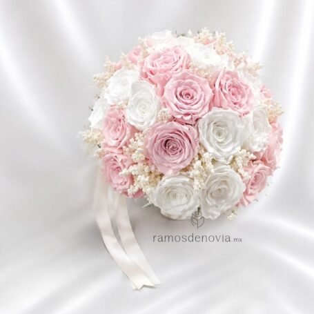 Bouquet rosas rosa y blanco 1175