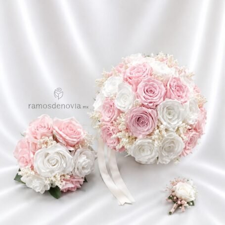 Bouquet rosas rosa y blanco 1175