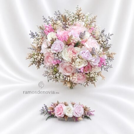 Bouquet rosa ivory y lila 1177