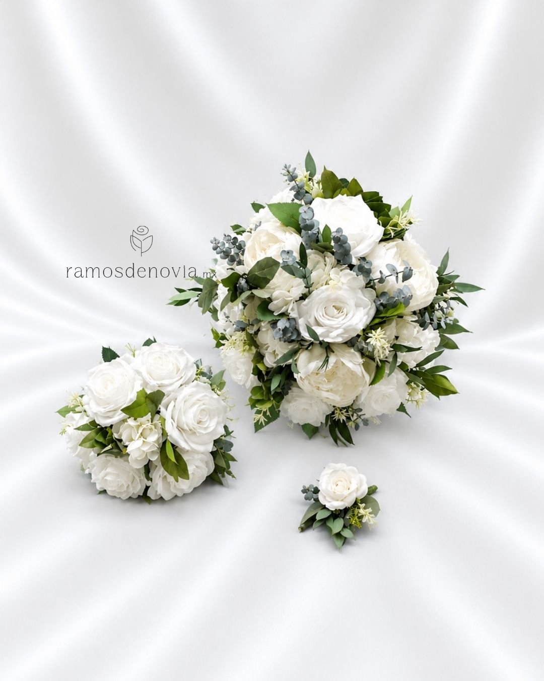 Bouquet blanco con peonías y rosas 1181 2 Bouquet blanco con peonías y rosas 1181