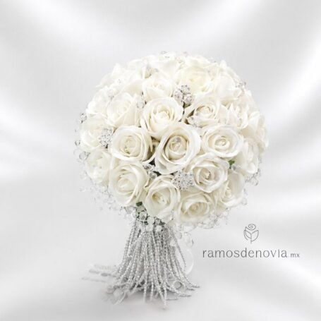 Bouquet Rosas Blancas y Cristales 1188