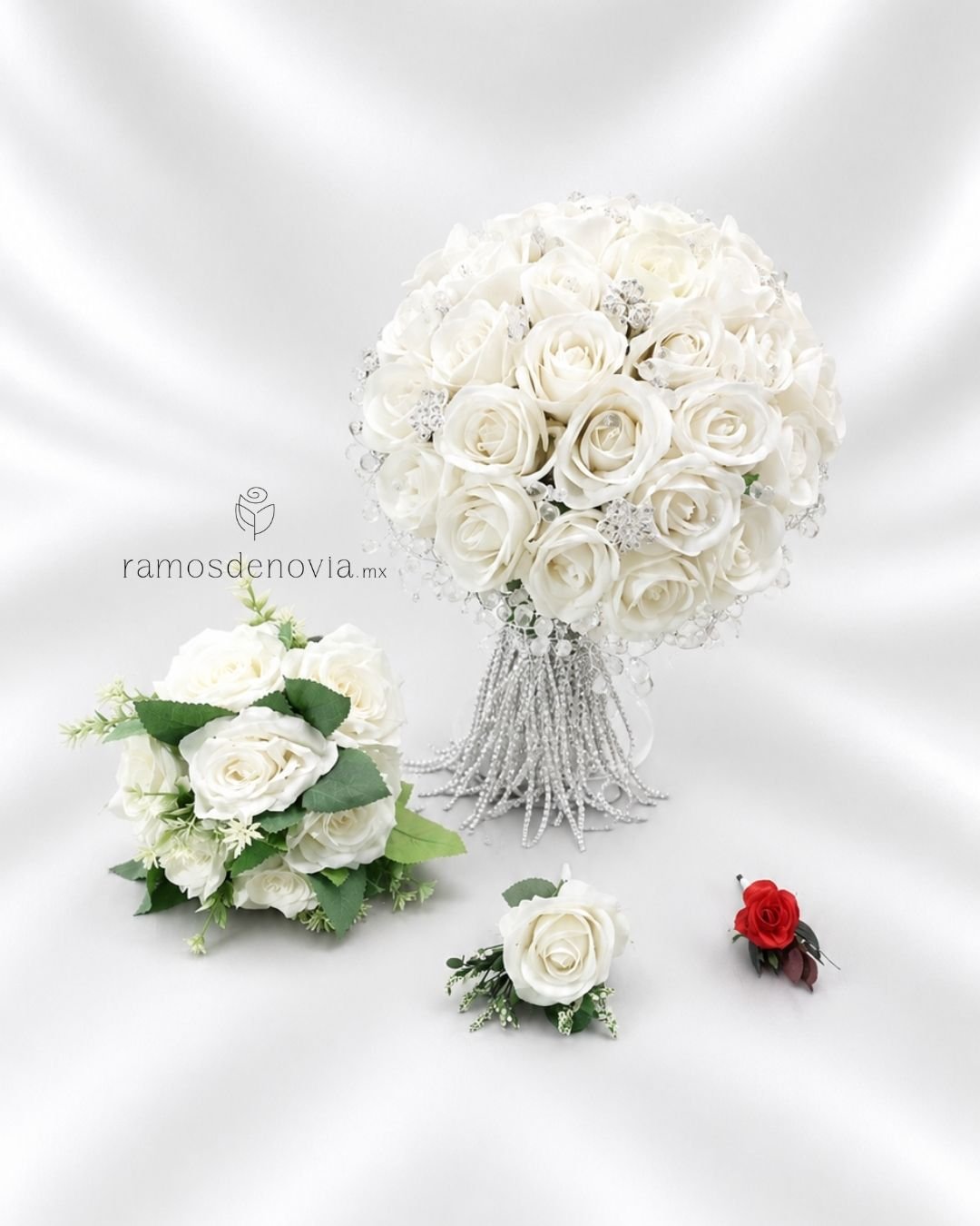 Bouquet Rosas Blancas y Cristales 1188 2 Bouquet Rosas Blancas y Cristales 1188