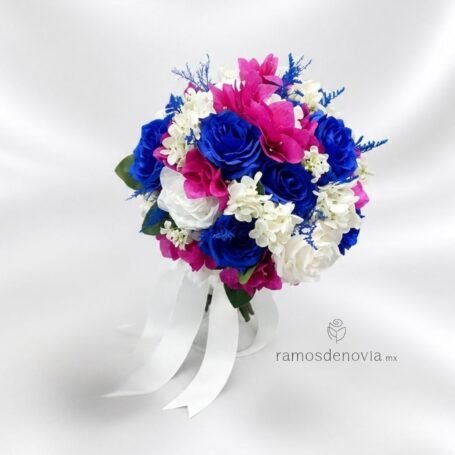 Bouquet Azul Rey Blanco y Rosa 1200
